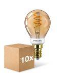 Confezione Multipack 10x Philips Master Value LED Lustre E14 Sferica Filamento Chiara 2.6W 136lm - 918 Bianco Molto Caldo | Miglior Resa Cromatica - Dimmerabile - Sostitutiva 15W